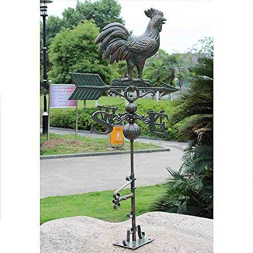 SGKOMN Veleta Decorativa de Metal y Aluminio, Veleta con Forma de Gallo para tejado, señal de dirección Grande, Veleta para Exteriores, Adorno para Jardines y césped, metálica(Metallic)