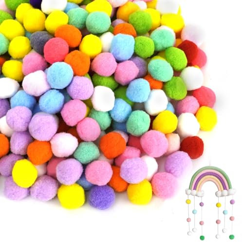 300 Stück Pompons 20mm Bunte Pompons zum Basteln, Flauschigen Pompoms, Kleine Pompom, Plüsch Bälle, Mini Pompons zum Basteln, Flauschige Bastelbälle für DIY,Partydeko,Girlanden,Haarschmuck & Kleidung