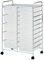 LIVHOME 15 Drawer Storage Trolley with Lockable Wheels, Free Standing Metal Frame Plastic Drawers Unit, Multi-Purpose Rolling Storage Cart for Crafts, Makeup, Office, and Bathroom Organization (White)
