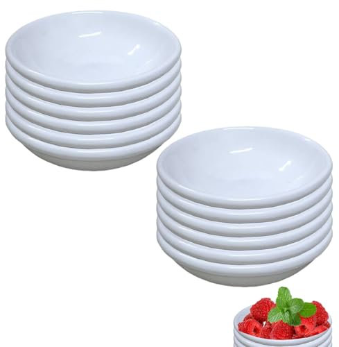 ZXJLWR 12 Stück Dip Schälchen, 7cm Dipschalen, Weiße Sojasauce Schälchen, Runde Kleine Schälchen Für Dips, Langlebig Dipschalen Klein, Kleine Schale Für Saucen Dips Sojasauce