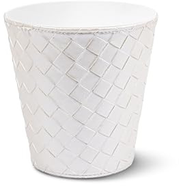 Septe Maison Deluxe Dekorative Vase für den Innen- und Außenbereich aus waschbarem Kunstleder, modernes und robustes Design, Ø18,5 x H18 cm, elegante Dekoration für Haus und Garten (Geflecht)