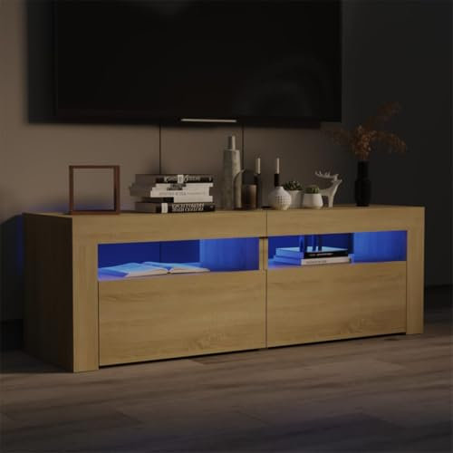 CFODOJ Entertainment Centers & TV Stand-home-TV-Schrank mit LED-Leuchten Sonoma Eiche 120x35x40cm