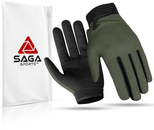 Kids Cycling Gloves - Full Finger Bike Gloves for Boys & Girls, Non-Slip Motorbike Gloves for BMX, MTB, Scooter & Outdoor Sports (Ages 4-12) (Army Green, X-Large [10-12])