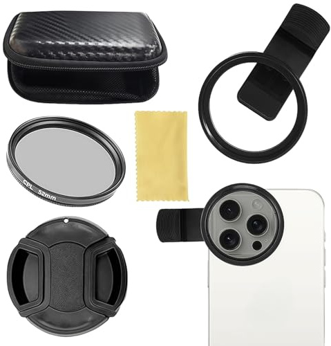 CPL-Filter, 52 mm Polarisationsfilter, Kamerafilter Für Handyobjektive, CPL Handy-Kameraobjektiv-Polarisator mit Gewinde-Clip, Handy Linsen Aufsatz, Blendung und Reflexionen