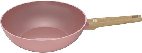 Batterie de cuisine Arthur Martin Wok 28 cm AM4944 | revêtement antiadhésif, poignée façon bois, cuisson saine, répartition homogène de la chaleur, tous feux dont induction