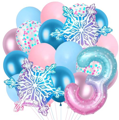 Schneeflocken Deko Luftballon, Geburtstag Zahlen Luftballon 3 Jahre, Schnee Luftballons, Schneeflocke Folien Ballon, Schneeflocken Ballons, Schneeflocken Helium Ballons