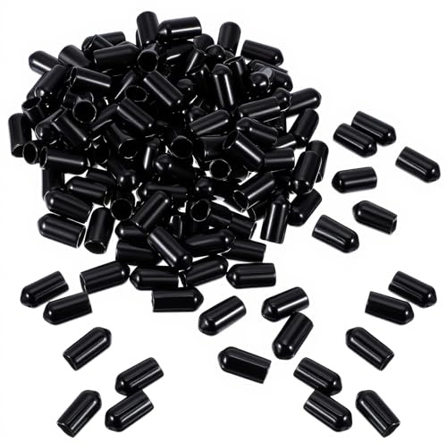 Shimmeroo 100PCS Rubber End Caps, Spirit Pourer Caps Black Rubber Hooded | Pourers Dust Cap for Liquor & Olive Oil Bottles, Wine, Waterproof & Reusable Thread Protectors Assortment Kit