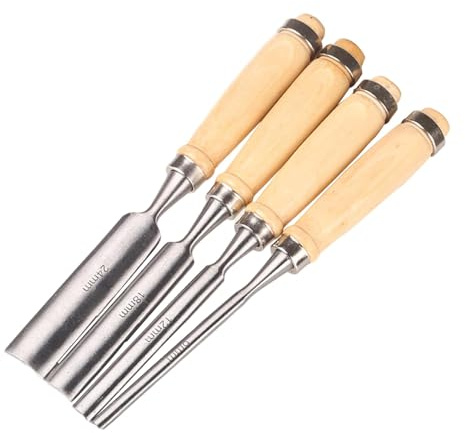 Set Di Sgorbie Da 4 Pezzi,Set Di Scalpelli Affilati,Scalpelli Per Legno, La Lavorazione Del Legno 6, 12, 18, 24mm Portaoggetti Comode Impugnature Per Intaglio Del Carpenteria,Rifilatura Dei