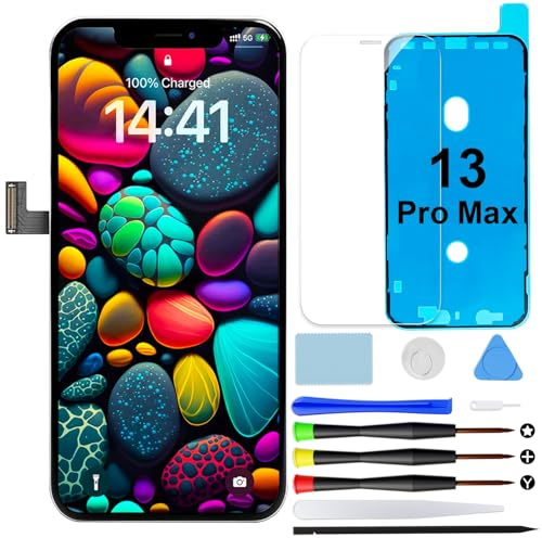 FHD Écran pour iPhone 13 Pro Max 6,1 LCD Incell Ecran COF Touch Digitizer | Kit de réparation avec outils, joint étanche et verre trempé, écran Retina LCD avec prise en charge True Tone et Face ID