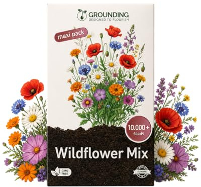 Grounding Maxi - Mezcla de Flores Silvestres Multicolor (Wildflower Mix), 10000+ semillas - Efecto pradera natural, atrae polinizadores (abejas y mariposas) - Calidad Europea
