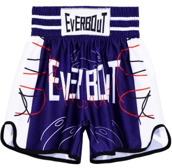 inlzdz Pojkar MMA shorts stridsbyxa golv muay thailändska korta byxor joggingbyxor grafiska sportshorts elastisk linning boxbyxor för kickboxning boxning, blå, 146-152