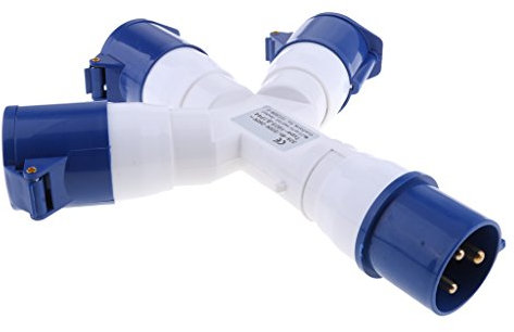 D DOLITY 380v/220V Connecteur Prises de Courant Industrielle Répartiteur Couvercle de Plug - Bleu/32a/3pin/220v/ 2p + e