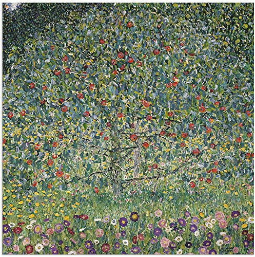 ARTland Wanddeko Wandbild Alu Verbundplatte für Innen & Outdoor Bild 100x100 cm Natur Pflanzen Baum Blumen Apfelbaum 1912 Jugendstil Gustav Klimt T8AV