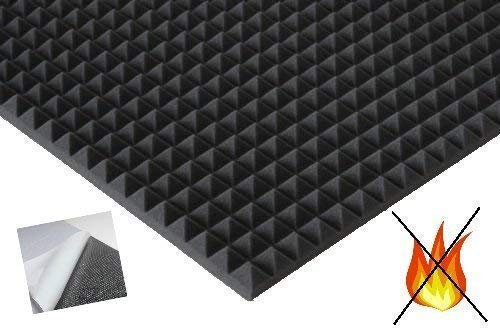 lulushop Pyramiden-Schaumstoff-Daemmung-platten Dämmung Schaumstoff SELBSTKLEBEND Akustik Flammhemend PC ca.100 x 50 x 3 cm Anthrazit/Schwarz