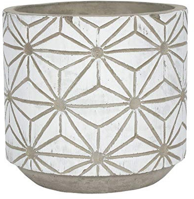 Something Different Modern White Terracotta Geometric Plant Pot - 10.5cm x 11cm (1 Pc.) - Geometric & Unique Design Home, Durable Material - Great for Garden