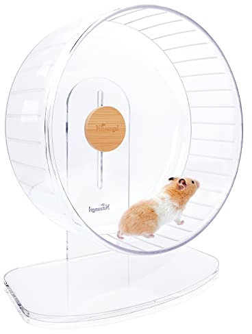 Niteangel Super Silent Hamster Exercise Wheels - Quiet Spinner Hamster Running Wheels with Adjustable Stand for Hedgehog Gerbils Mice Or Other Small Animals (Extra Large, Transparent)