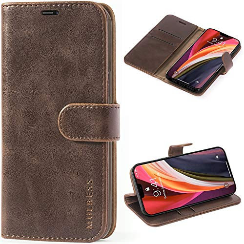 Mulbess Phone Case for iPhone 12 Pro Max - Flip Wallet Cover - Magnetic Protective Leather Case with Credit Card Slot - Coffee Brown