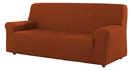Estoralis | Berta Sofabezug im modernen Design | Elastischer Jacquardstoff | Terrakotta | Für 2-Sitzer-Sofa von 120 bis 170 cm. | Sofaschutz | Anpassbar an alle Arten von Sesseln