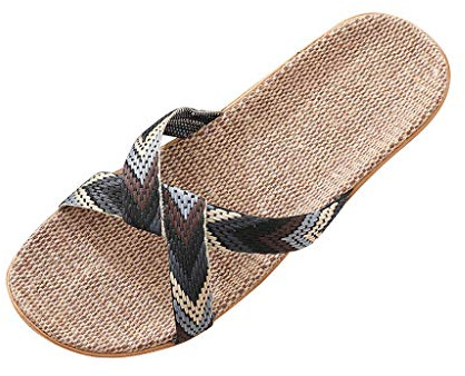 Xmiral Herren Damen Hausschuhe Paar Lässig Nach Hause Strand Leinen Hausschuhe Schlüpfen Flip-Flop