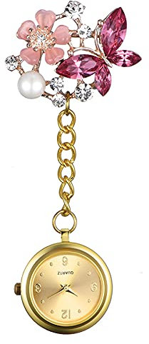 Avaner Krankenschwesteruhr Iris Pflegeruhr Analog Quarzwerk FOB pulsuhr Ansteckuhr emaille Handwerkskunst golden schwesternuhren mit Pin/Clip Set Arzt Doktor Medical Taschenuhr