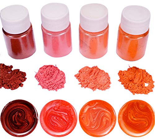 Glimmerpulver Lipgloss Pigment Glimmerpulver für Wachsschmelzen 4 Teile/Set gemischte Farben Harz Schmuck DIY Basteln Leuchtende Pigmente Set Kristall Epoxy Material