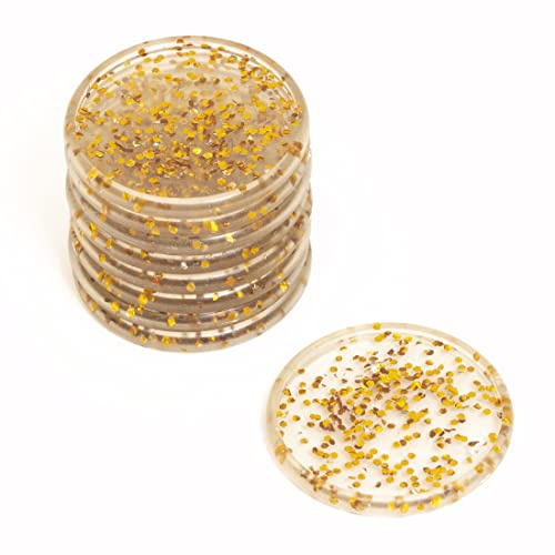 Craftelier - Plastic Glitter Disc Rings L for Scrapbooking Binding and Other Crafts for Planners, Agendas, Notebooks or Albums | Pack of 9 pcs. 45 mm Diameter - Colour Gold with Glitter