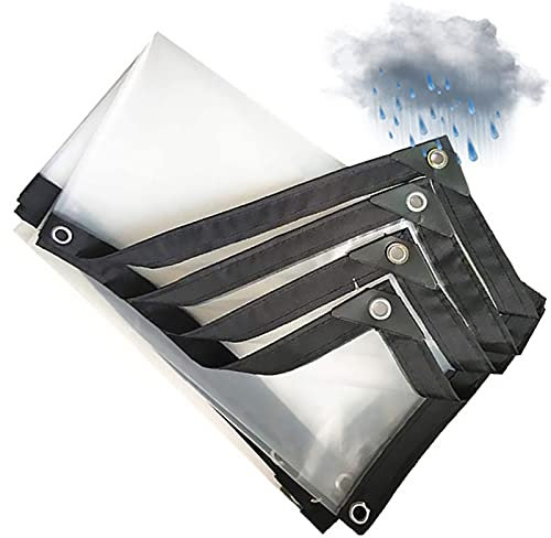 QIAOH Lona Transparente Impermeable con Ojales 5x9m, Lona De Plástico Impermeable, Cubierta Protectora De PE para Muebles De Jardín, Madera, Piscina, Coche