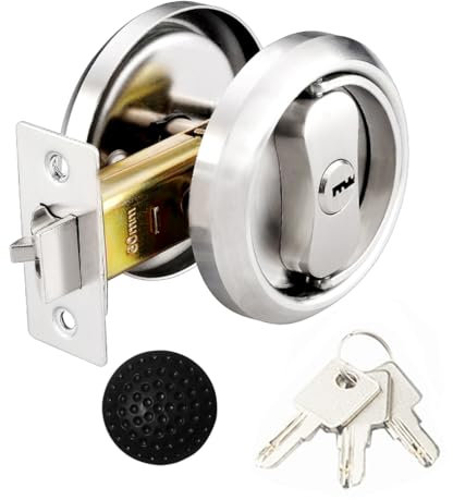 Türschloss,Rundes Taschentürschloss,Durchgangstürgriff-Schloss,Schlossset-mit 3 Schlüsseln,Sichtschutz-Türverriegelungs-Set,Schlafzimmer,Küche,Bad