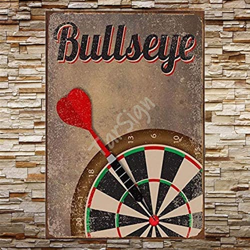 Bullseye Dart Board Darts Vintage Wall Decor Plaque Decoration Metal Tin Sign 12 X 8