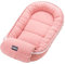 Bellochi 4 Tlg. Baby Kuschelnest-Set aus Musselin - ÖKO-TEX Zertifiziert - Babynest 90x60 cm mit Arm Kissen und Baby Bettwäsche 75x100 cm und Kissen 30x40cm fur Neugeborene Cuddly Muslin Pink