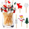 Bekeify 200 Stück Weihnachten Cocktailspieße 12cm Holzspieße Fingerfood Spieße Cocktail Sticks Holz Obststäbchen Zahnstocher Bambusspieße Party-Picker Deko Fruit Picks für Weihnachten Dekoration