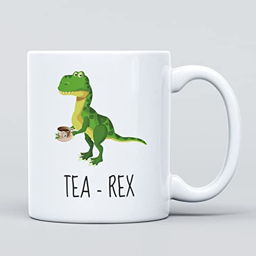 Tazza da caffè in ceramica con simpatico dinosauro Tea Rex, grande, resistente, per uomini e donne, ragazze e ragazzi, regalo per compleanno, partenza, insegnante, Natale, 325 ml