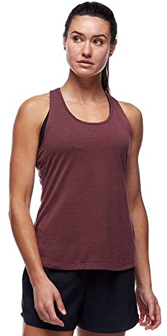 Black Diamond W Splitter Tank Gestreift-Rot - Atmungsaktives schnelltrocknendes Damen Tanktop, Größe L - Farbe Cherrywoo