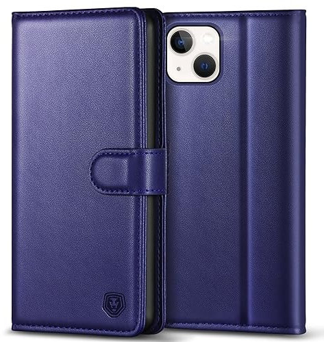 Kuafcase Compatible for iPhone 14 Case, 4 Card Slots Magnetic Closure Kickstand Shockproof Protective Phone Case Compatible for iPhone 14 - Blue