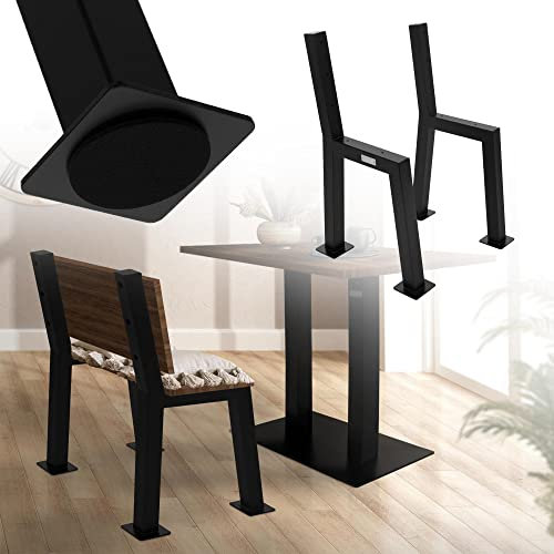 ML-Design 2 Stück Bankbeine H-Form 47x77,5cm Schwarz aus Stahl, stabil wetterfest rostfrei, Bankgestell aus Metall mit Rückenlehne für Außenbereich, DIY Gartenbank Bankkufen Bankfüße Parkbank Sitzbank