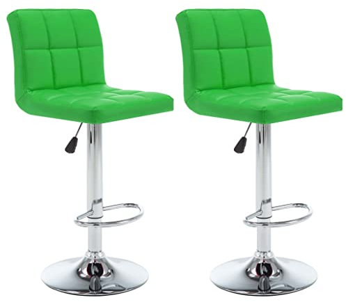 vidaXL 2X Barhocker Höhenverstellbar Barstuhl Tresenhocker Bistrohocker Thekenhocker Küchenhocker Thekenstuhl Tresenstuhl Grün Kunstleder