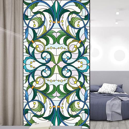 Dekorative Fensterfolie im kirchlichen Stil, mongolische Orchidee, Sichtschutz, Buntglas, Türschattenfolie, Aufkleber, Fensterbehandlungen, Fensterverkleidungen, Glasaufkleber, 60 x 160 cm