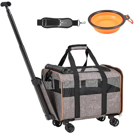 VEVOR Hundetrolley Faltbarer Hunderucksack Max.9,9kg Tragfähigkeit Transporttasche aus 600D Oxford-Stoff Hundewagen mit 4 Rädern Haustier Trolley Hundereisetasche Ideal für Autoreisen oder Ausflüge
