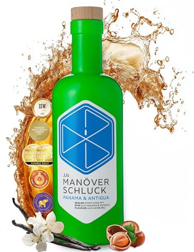 JJs Manöverschluck Flavored Rum | Segler Spirituose aus Panama & Antigua | Mit exquisiten Aromen von Vanille, Haselnuss & Meersalz | Spiced Rum Geschenk mit Designer-Flasche | 40% Alkohol - 500 ml