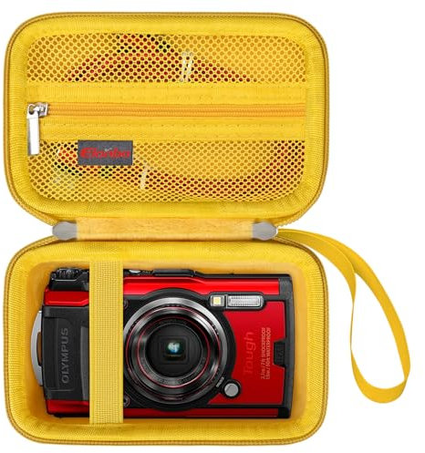 Elonbo Carrying Case for OM System Tough TG-7 Digital Camera/OM System Olympu TG-6 Underwater Camera, Rugged Waterproof Shockproof WiFi 4K Video Digital Camera Storage Cover Travel Bag, Yellow