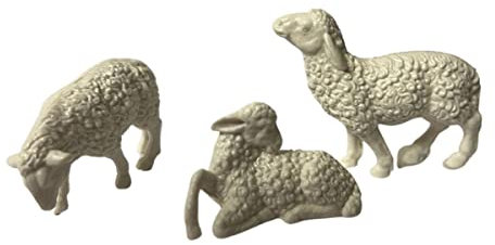 3 weiße Schafe aus Kunstharz 10 cm Krippenfigur