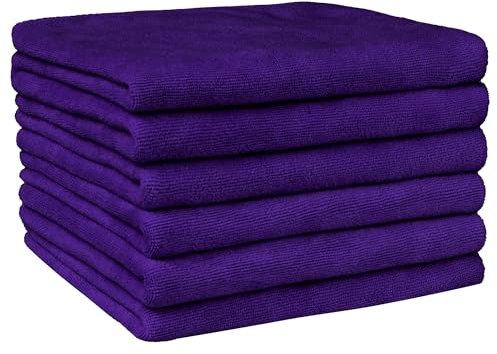 uxcell Saugfähige Mikrofaser-Reinigungstücher, schnell trocknende Handtücher, ideal zum Geschirrspülen und Reinigen der Küche, 35 cm x 75 cm Lila Pack of 6