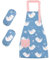 Figarge Kinderschürze Verstellbar Wasserdicht Schürze Kinder Kinderschürze mit Taschen für 3-10 Jahre Junge Mädche Kochschürze Kinder für Küche Kochen Grill Backen Malerei Party(Blaues Kätzchen)