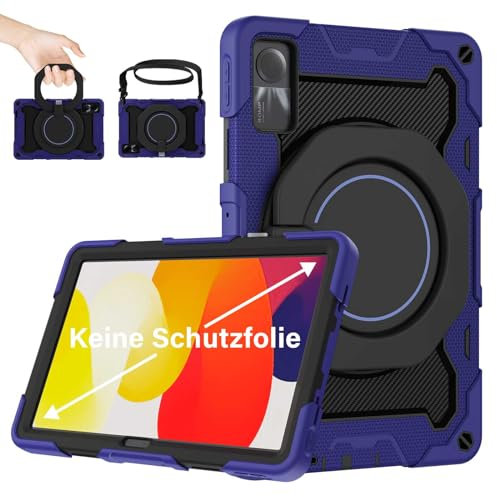 ROISKIN Custodia per Xiaomi Redmi Pad SE 2023 11 pollici: Custodia antiurto Redmi Pad SE con portapenne e supporto girevole e tracolla, blu navy