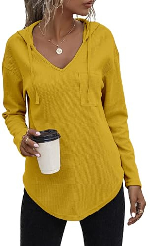 Cuptacc Pull Femme Tricot Oversize Sweat a Capuche Jaune Clair XL