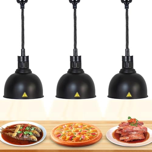 Kommerzielle Lebensmittel Wärmelampe für Buffets, Infrarot Lebensmittel Wärmelampe, Speisenwärmer für Partys und Küche, Kuch Equipment - 60-180cm Höhenverstellbar, Durchmesser: 25cm(Size:3PC)