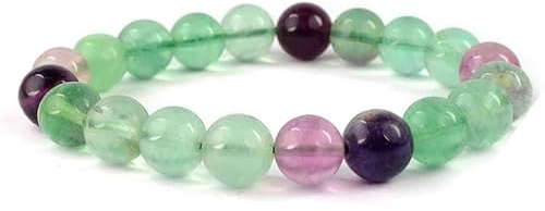 Joyas Minerales Fluorit-Armband – 100% echte Natursteine | Bequem & elegant | Elastische koreanische Schnur | Inkl. Geschenkbox (Fluorit, 6mm)