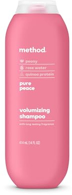 Method Volumizing Shampoo, Pure Peace with Rose, Peony, and Pink Sea Salt Scent Notes, Paraben and Sulfate Free, 14 oz (Pack of 1)
