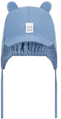 Smarilla Bindemütze Schirmmütze Sommermütze Baby Junge Musselin, Bekleidungsgröße: 42-44, Farbe: Blau