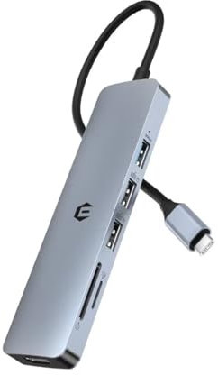 Tymyp Hub USB-C 6 in 1, adattatore USB C a doppio monitor con (4 K HDMI, USB A 3.0, lettore di schede SD/TF), Chromebook/Air Multiport Dock per Surface, laptop, XPS e altri dispositivi di tipo C